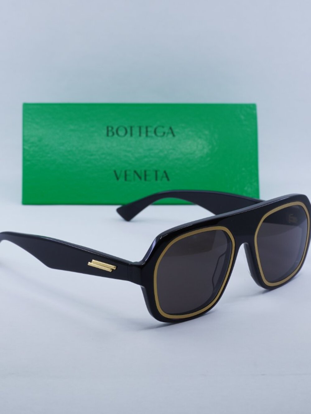 Bottega Veneta BV1217S 001 Aviator Sunglasses - Black / Grey